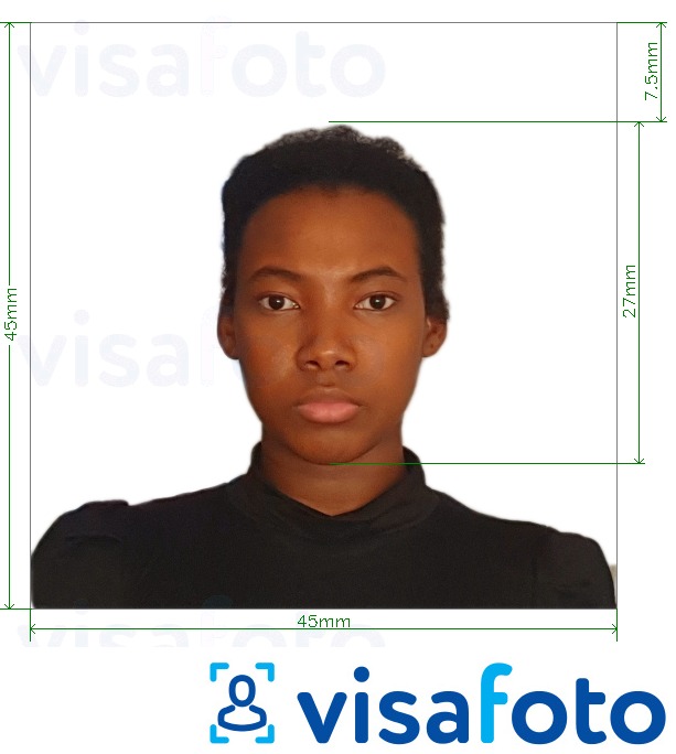 Exemples sur des photos pour Visa Cuba 45x45 mm avec les spécifications de taille exactes