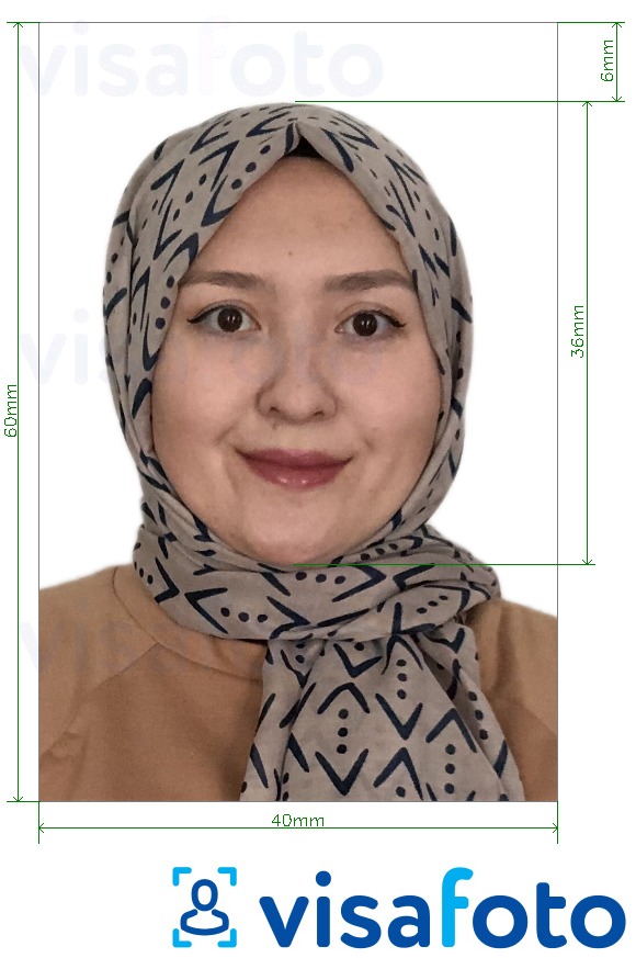 Exemples sur des photos pour Visa Indonésie 40x60 mm avec les spécifications de taille exactes