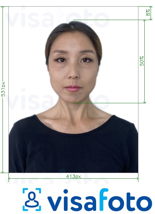 Exemples sur des photos pour Passeport coréen en ligne avec les spécifications de taille exactes