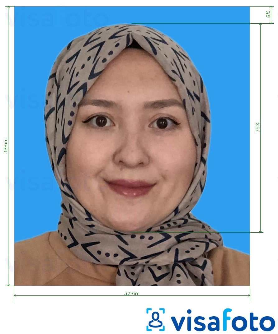 Exemples sur des photos pour Malaisie enregistrement de mariage 32x38 mm avec les spécifications de taille exactes