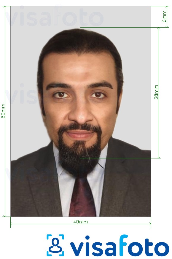 Exemples sur des photos pour Passeport Arabie Saoudite 4x6 cm avec les spécifications de taille exactes