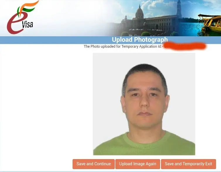 Écran de résultat de la photo de visa de l'Inde