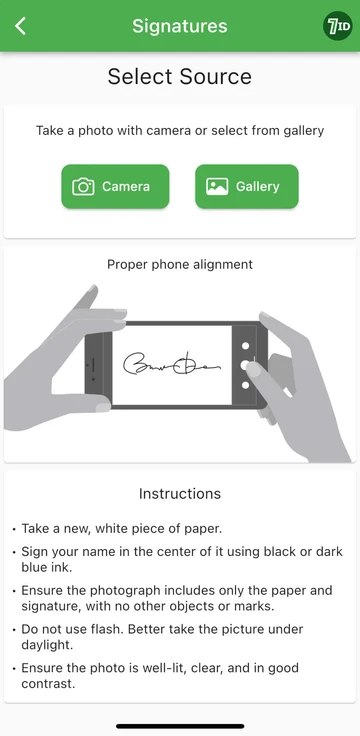 7ID: عکس منبع امضای خود را انتخاب کنید