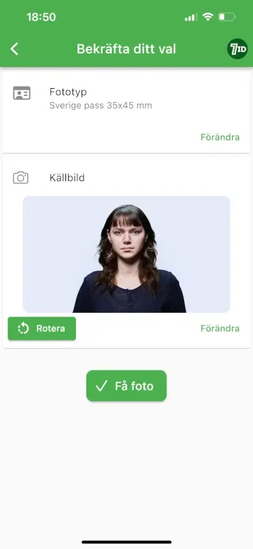 7ID App: Sweden Passport Photo Size