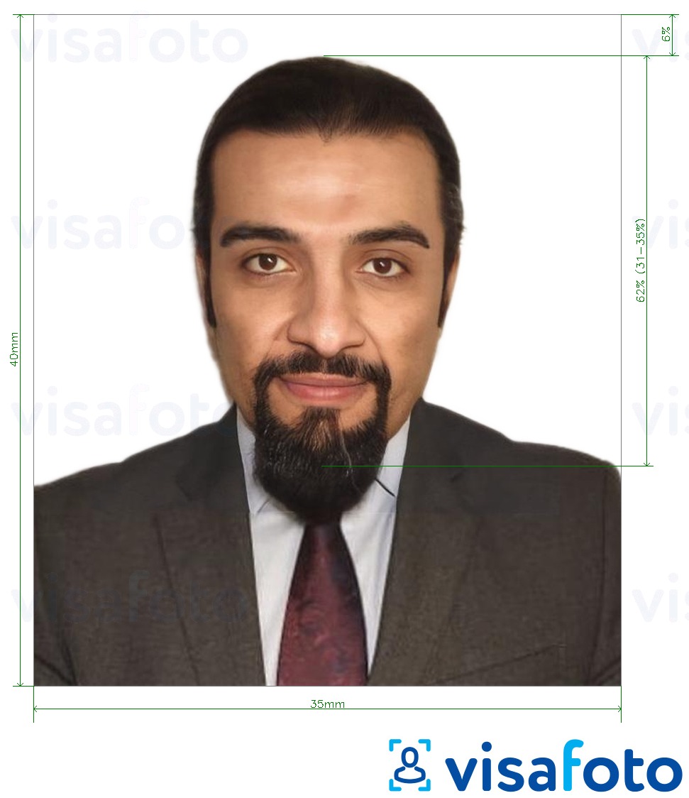 Exemples sur des photos pour Carte d'identité des Émirats / visa de résidence pour les Émirats arabes unis ICA avec les spécifications de taille exactes