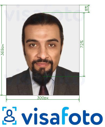 Exemples sur des photos pour Émirats Arabes Unis Visa en ligne Emirates. com 300x369 pixels avec les spécifications de taille exactes