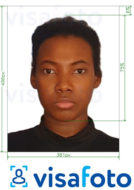 Exemples sur des photos pour Visa Angola en ligne 381x496 pixels avec les spécifications de taille exactes