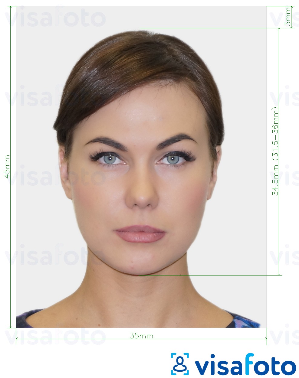 Exemples sur des photos pour Carte d'identité autrichienne 35x45 mm (3,5x4,5 cm) avec les spécifications de taille exactes