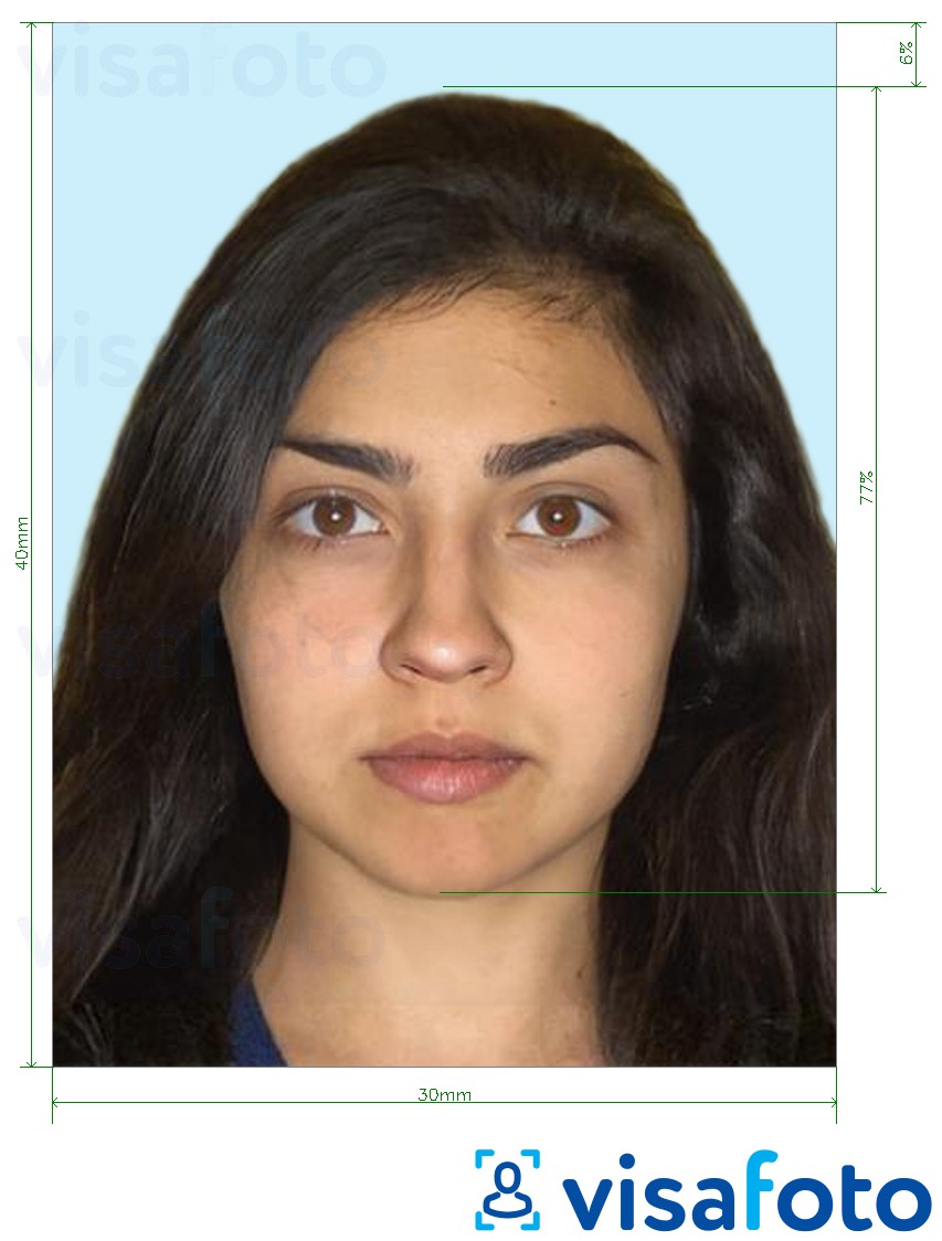 Exemples sur des photos pour Carte d'identité de l'Azerbaïdjan 30x40mm (3x4 cm) avec les spécifications de taille exactes