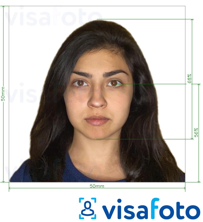 Exemples sur des photos pour Visa Chili 5x5 cm avec les spécifications de taille exactes