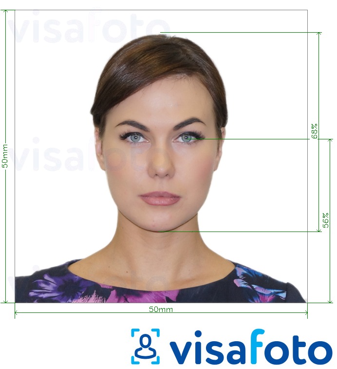 Exemples sur des photos pour République tchèque Passeport 5x5cm (50x50mm) avec les spécifications de taille exactes