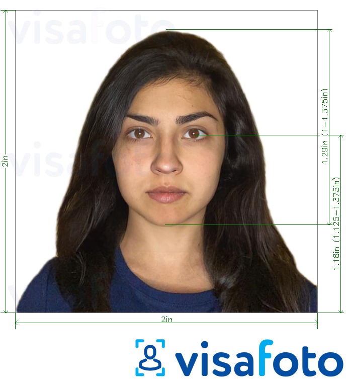 Exemples sur des photos pour Israël Passeport 5x5 cm, (2x2 pouces, 51x51 mm) avec les spécifications de taille exactes
