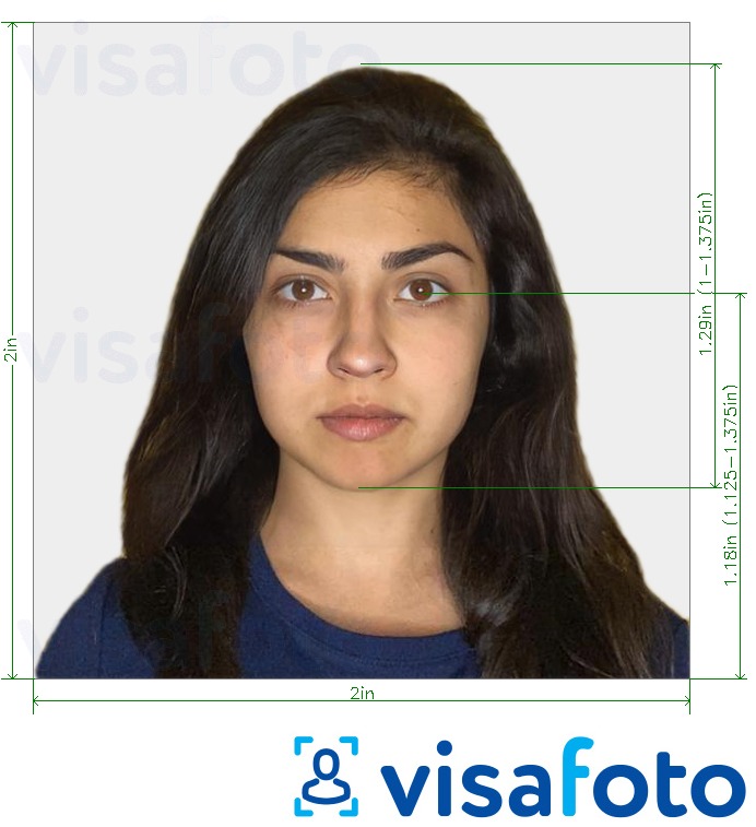 Exemples sur des photos pour Passeport Inde (2x2 pouces, 51x51mm) avec les spécifications de taille exactes