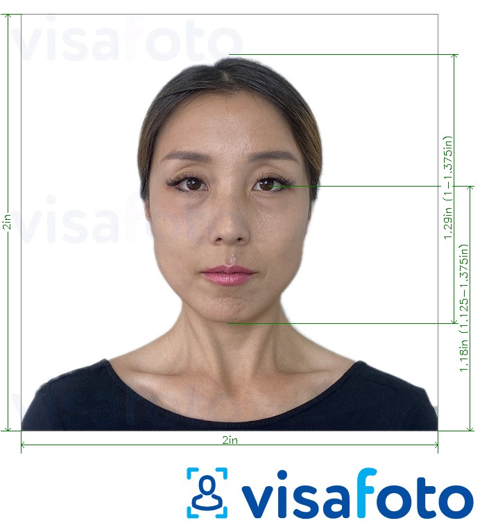 Exemples sur des photos pour Visa d'adoption Laos 2x2 pouces avec les spécifications de taille exactes