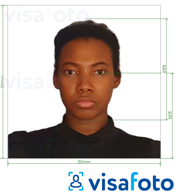 Exemples sur des photos pour Visa Madagascar 5x5 cm (50x50 mm) avec les spécifications de taille exactes
