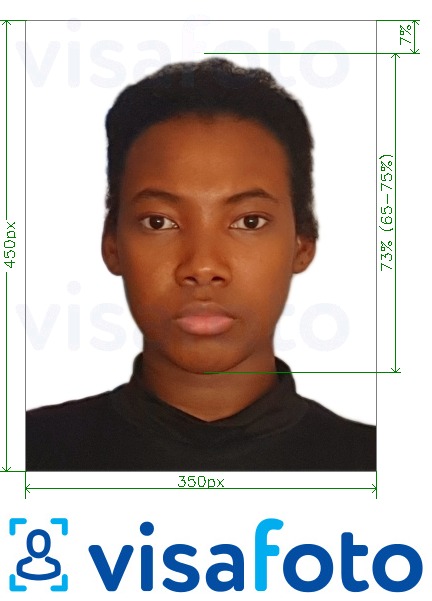 Exemples sur des photos pour Nigeria visa en ligne 200-450 pixels avec les spécifications de taille exactes