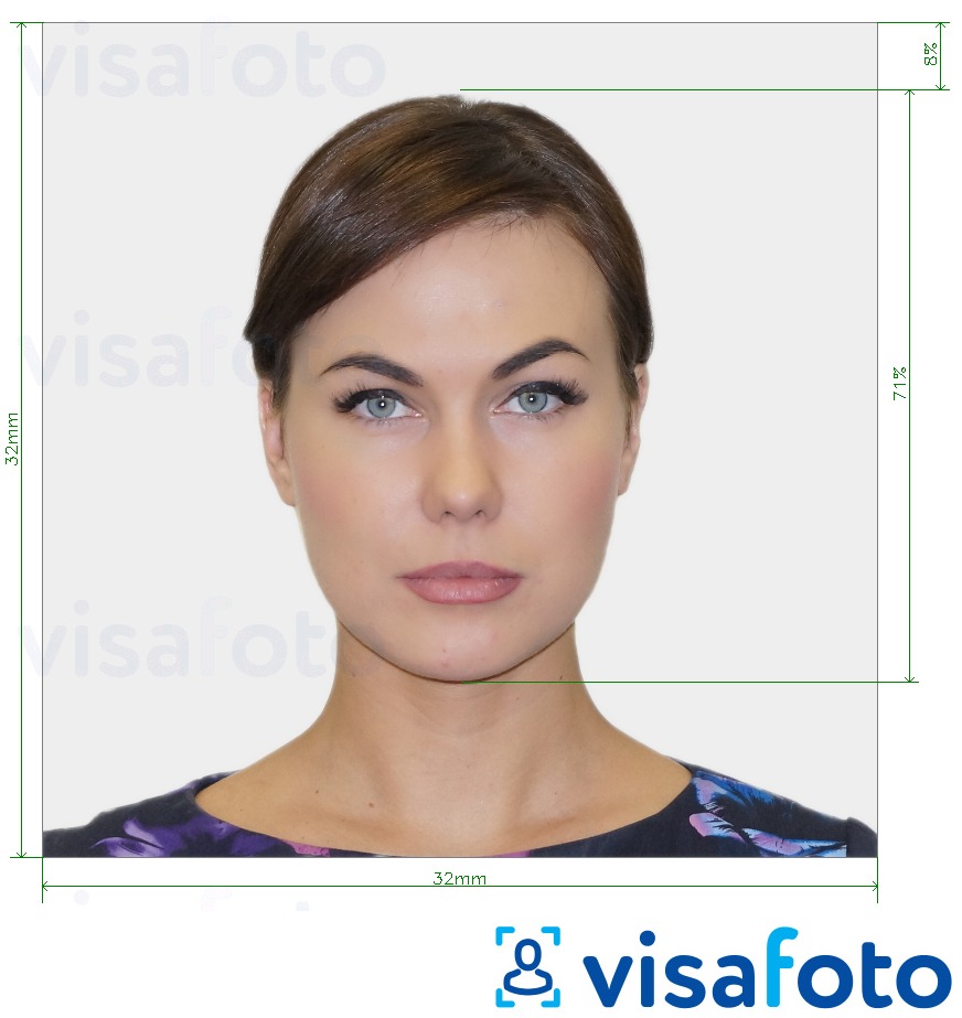 Exemples sur des photos pour Carte d'identité portugaise 32x32 mm avec les spécifications de taille exactes