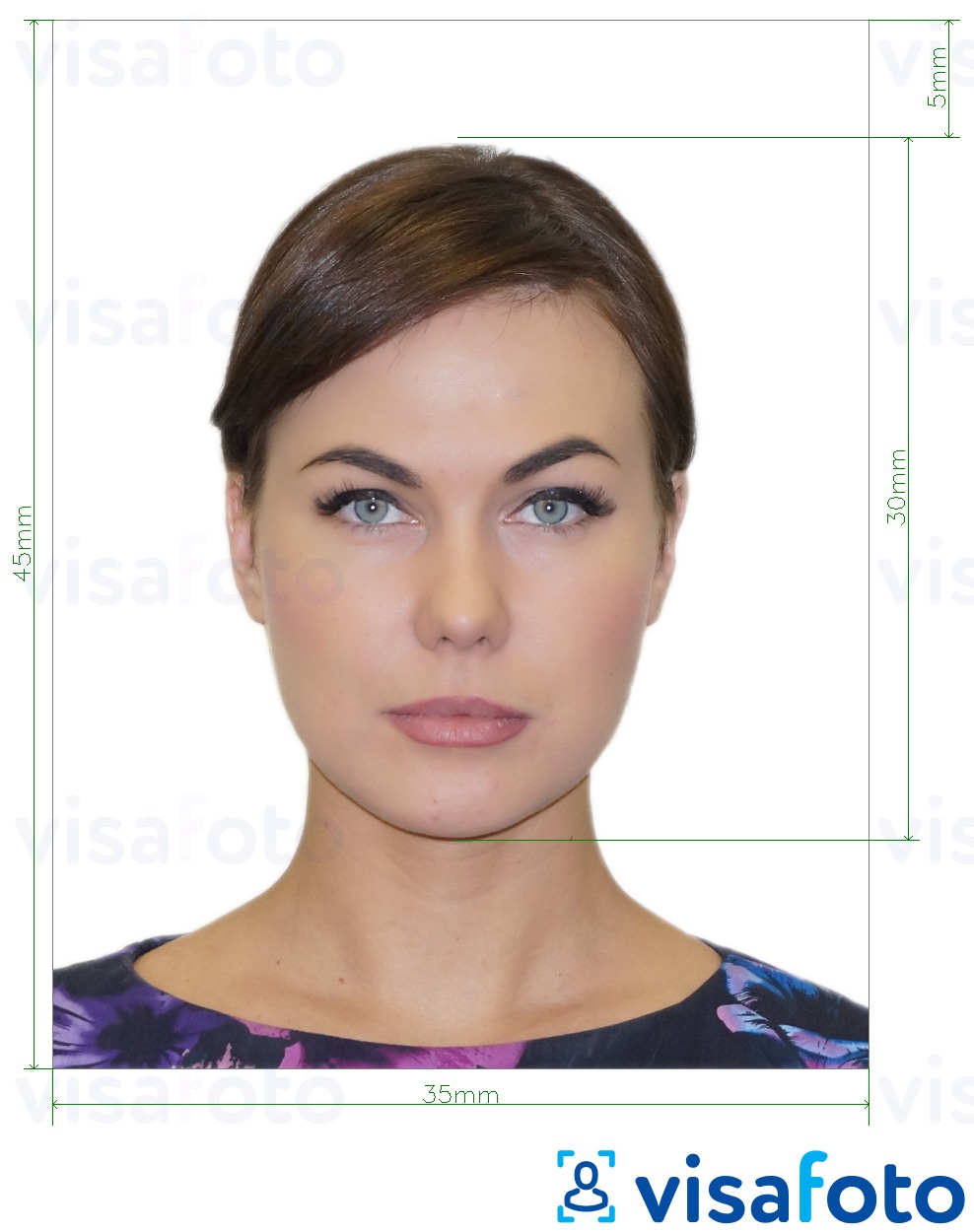 Exemples sur des photos pour Visa Russie via VFS Global 35x45 mm avec les spécifications de taille exactes