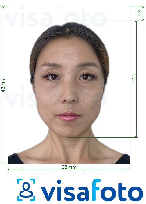 Exemples sur des photos pour Certificat d'identité de Singapour 35x45 mm (3,5x4,5 cm) avec les spécifications de taille exactes