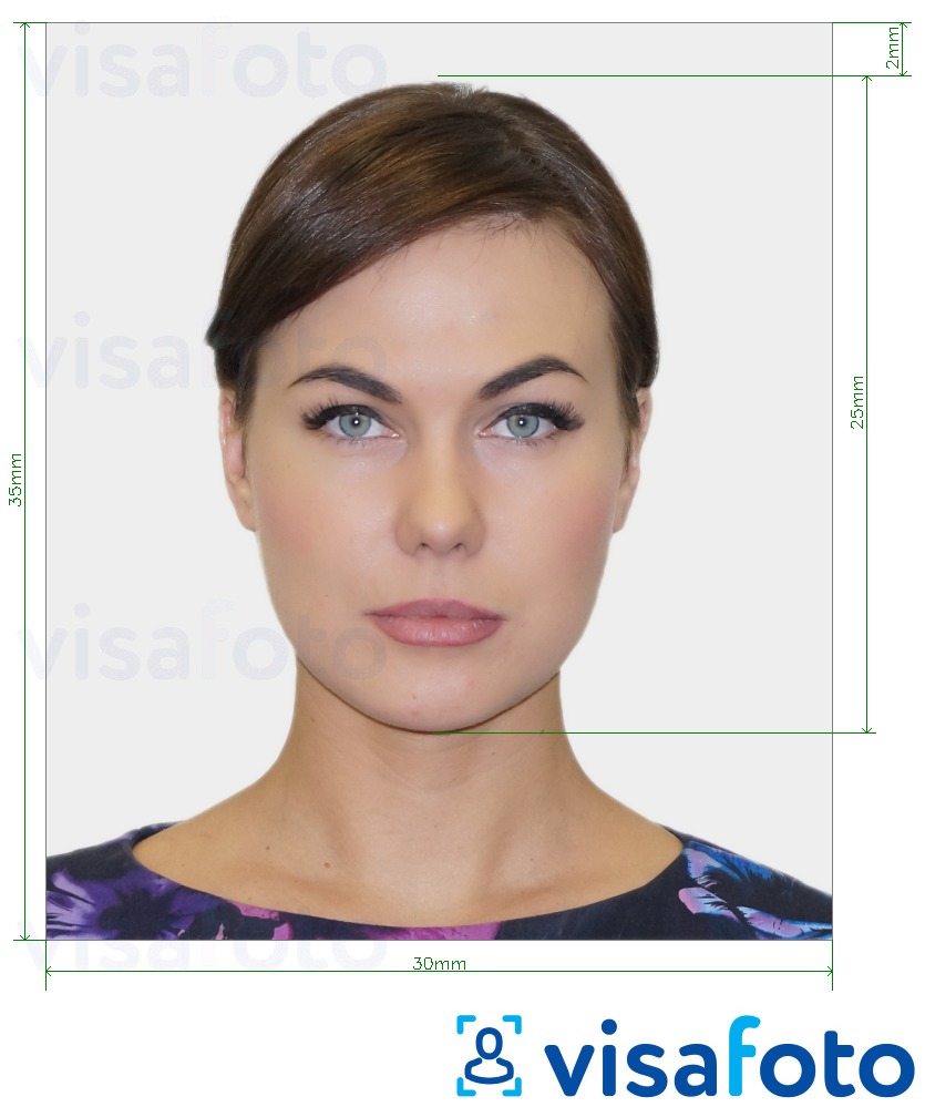 Exemples sur des photos pour Visa Slovaquie Visa 30x35 mm (3x3,5 cm) avec les spécifications de taille exactes