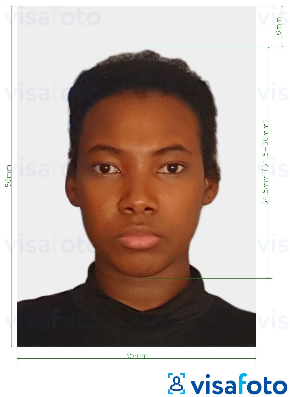 Exemples sur des photos pour Passeport du Suriname 50x35 mm avec les spécifications de taille exactes