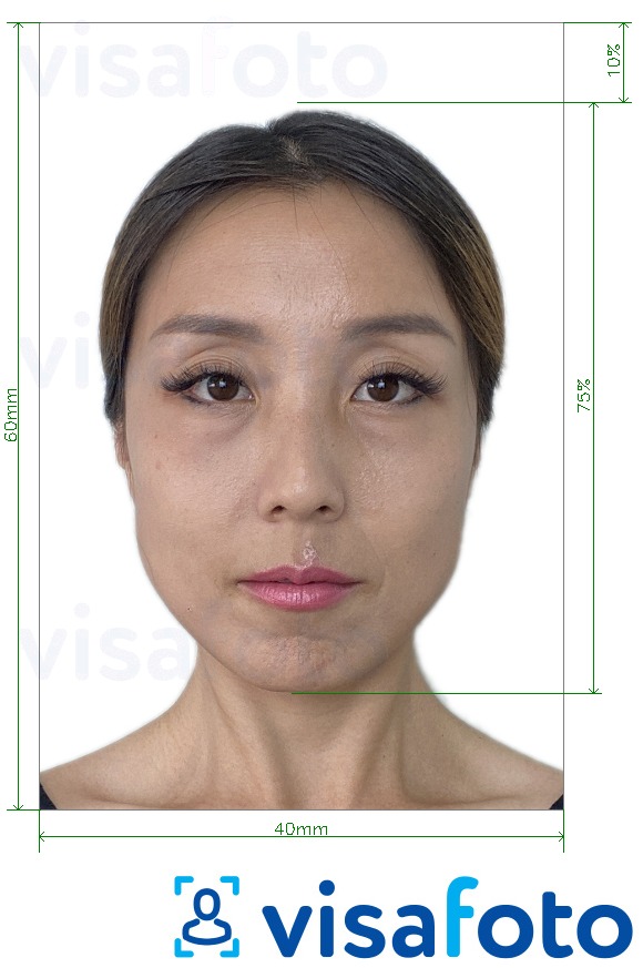Exemples sur des photos pour Visa Thaïlande 4x6 cm (40x60 mm) avec les spécifications de taille exactes