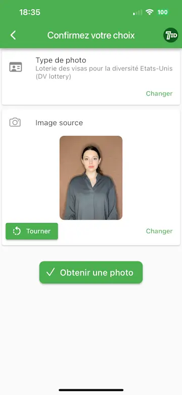 Application 7ID : modifiez l'arrière-plan de votre photo de loterie DV