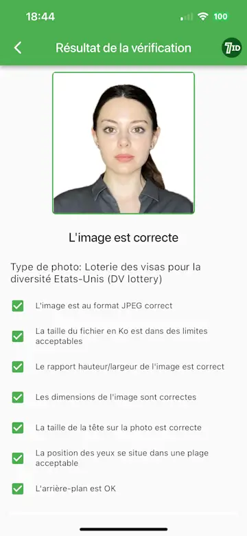 Vérifiez votre photo de loterie DV : l'application 7ID vous indiquera si votre photo répond aux exigences