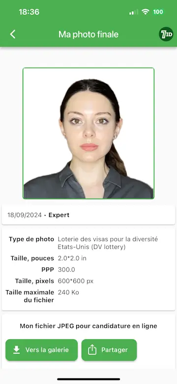 Application 7ID : photo de loterie DV prise avec un téléphone